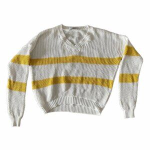 White and Yellow Knit Sweater